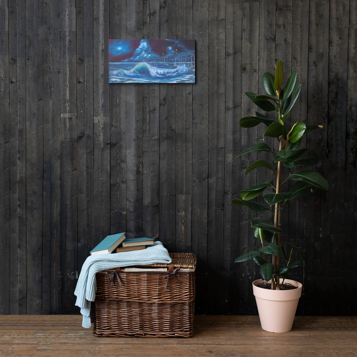 Bioluminescent Shore Break Print on Canvas