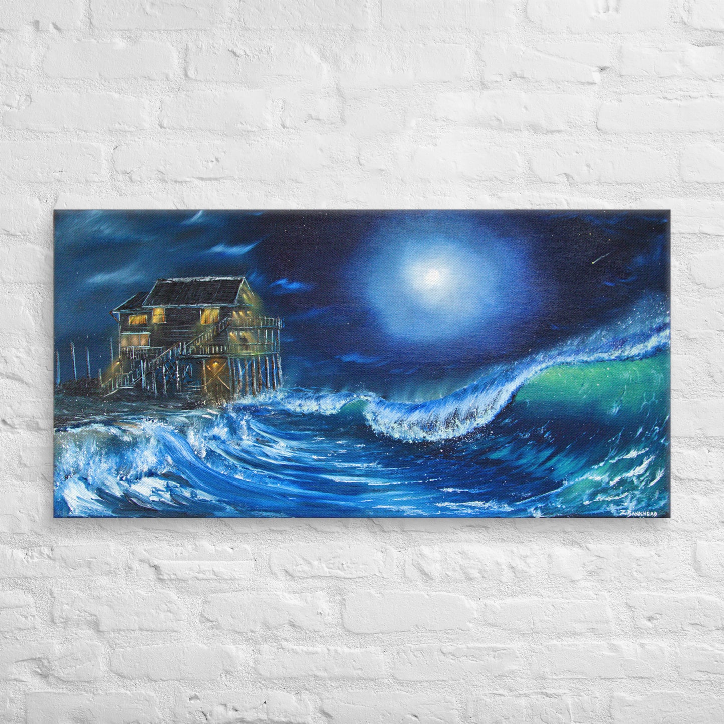 Black Pearl Under a Full Moon Print on Canvas