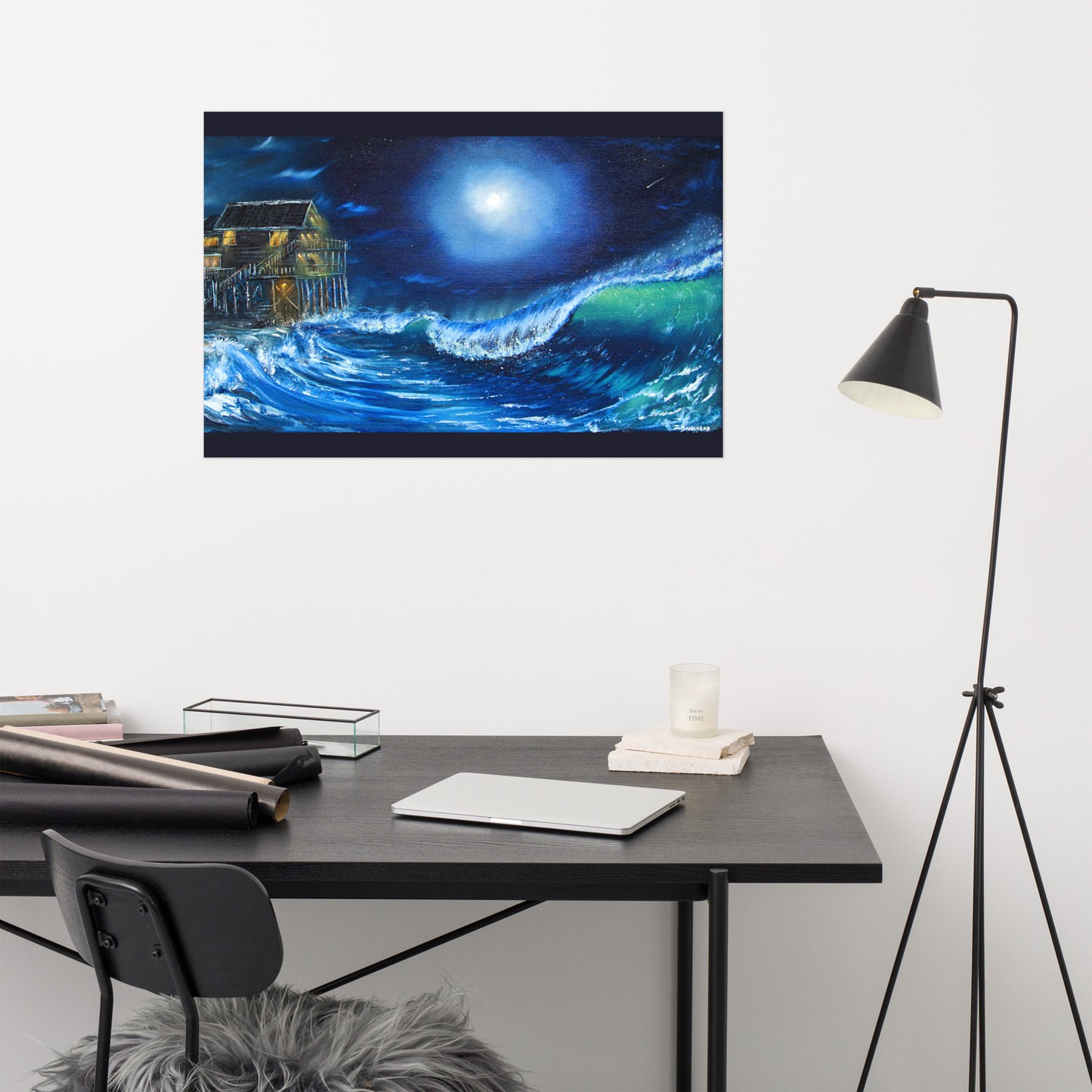 Black Pearl Under a Full Moon Print