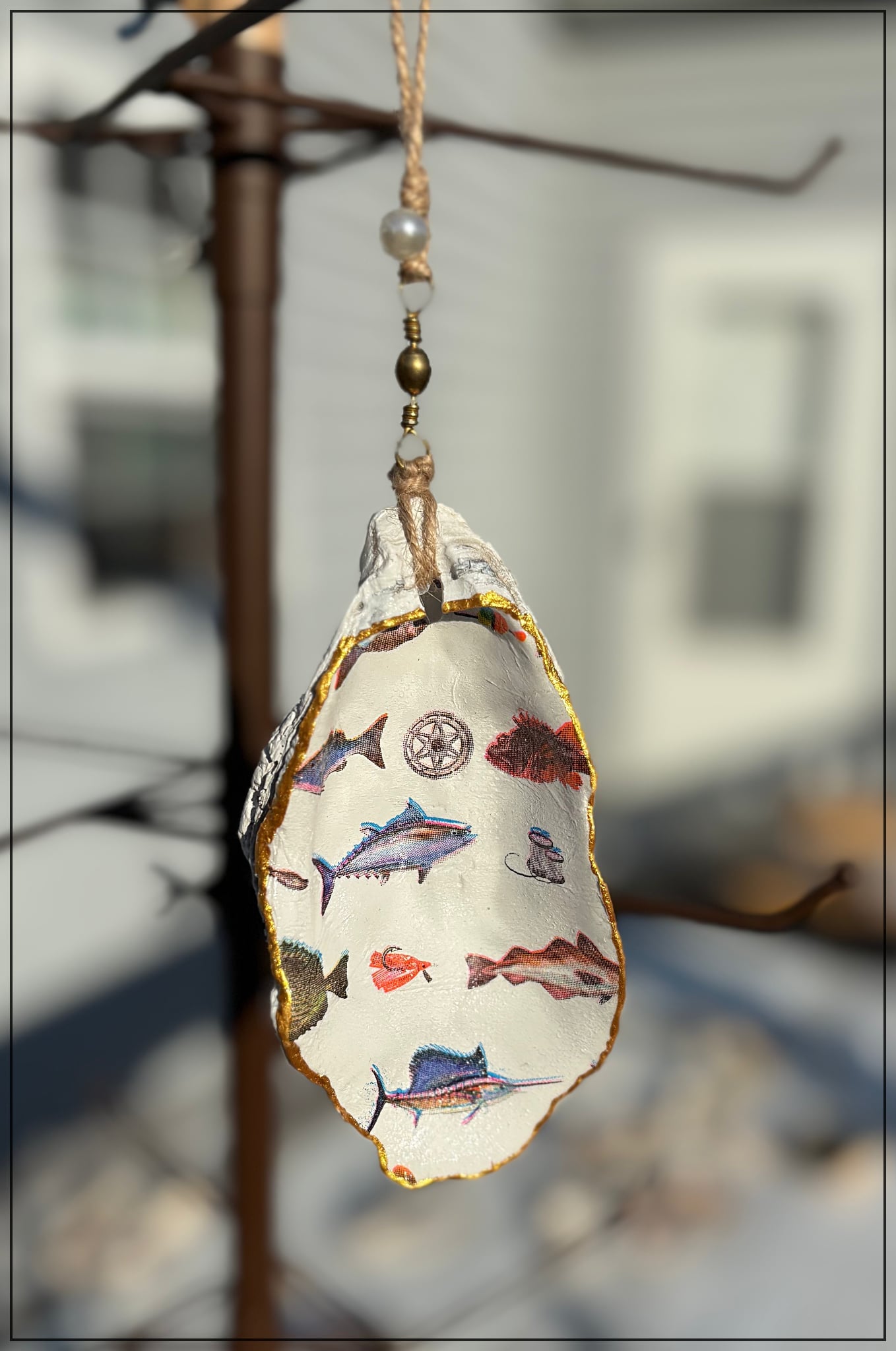 Oyster Shell Ornaments Large Hand Made by Zach