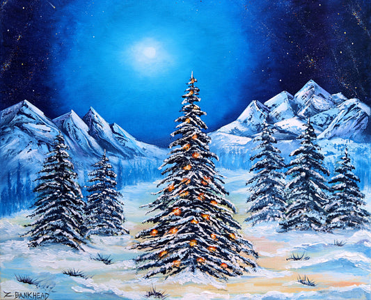 Winter Holiday in the Mountains Print on Canvas