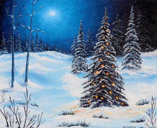 Winter Nights Holiday Print on Canvas