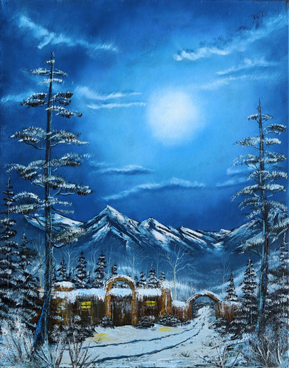 Taos Valley Winter Original Oil Painting on Canvas