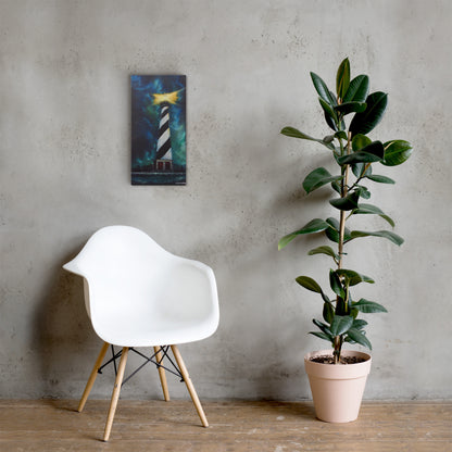 Hatteras Lighthouse Under Northern Carolina Lights Canvas Print