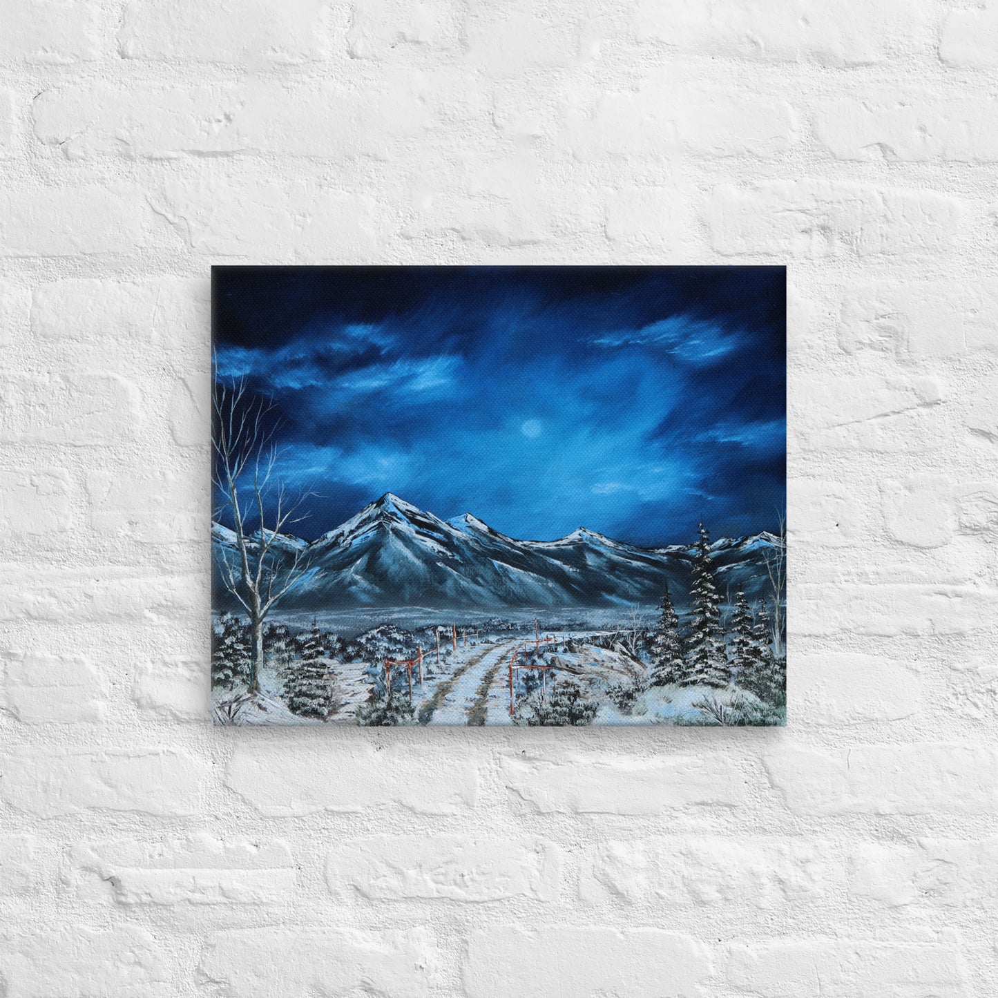 Snowy Ranch Road Print on Canvas