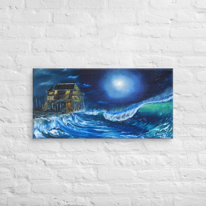 Black Pearl Under a Full Moon Print on Canvas