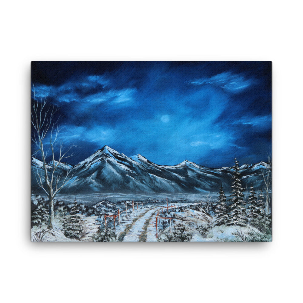 Snowy Ranch Road Original Oil Painting on Canvas