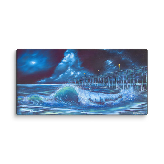 Bioluminescent Shore Break Print on Canvas