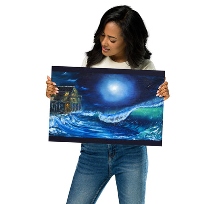 Black Pearl Under a Full Moon Print