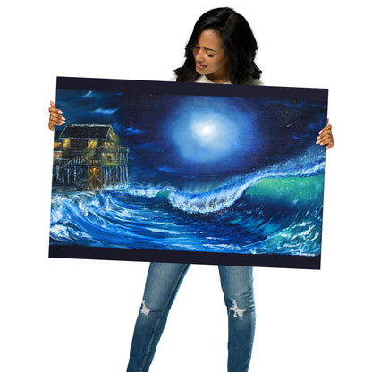 Black Pearl Under a Full Moon Print