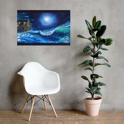 Black Pearl Under a Full Moon Print