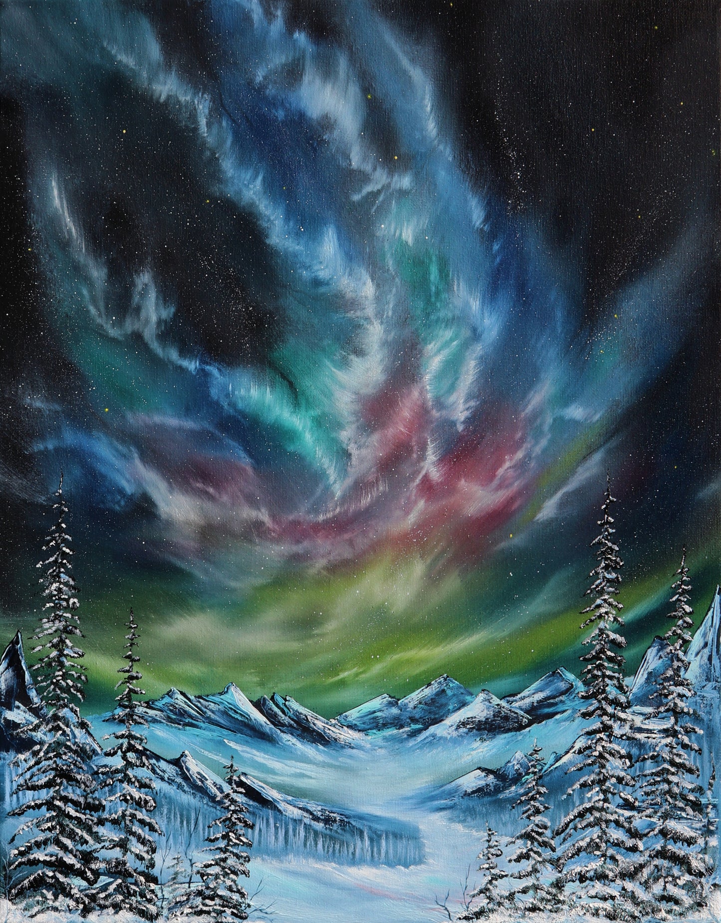 Artic Night Lights Original Oil on Canvas