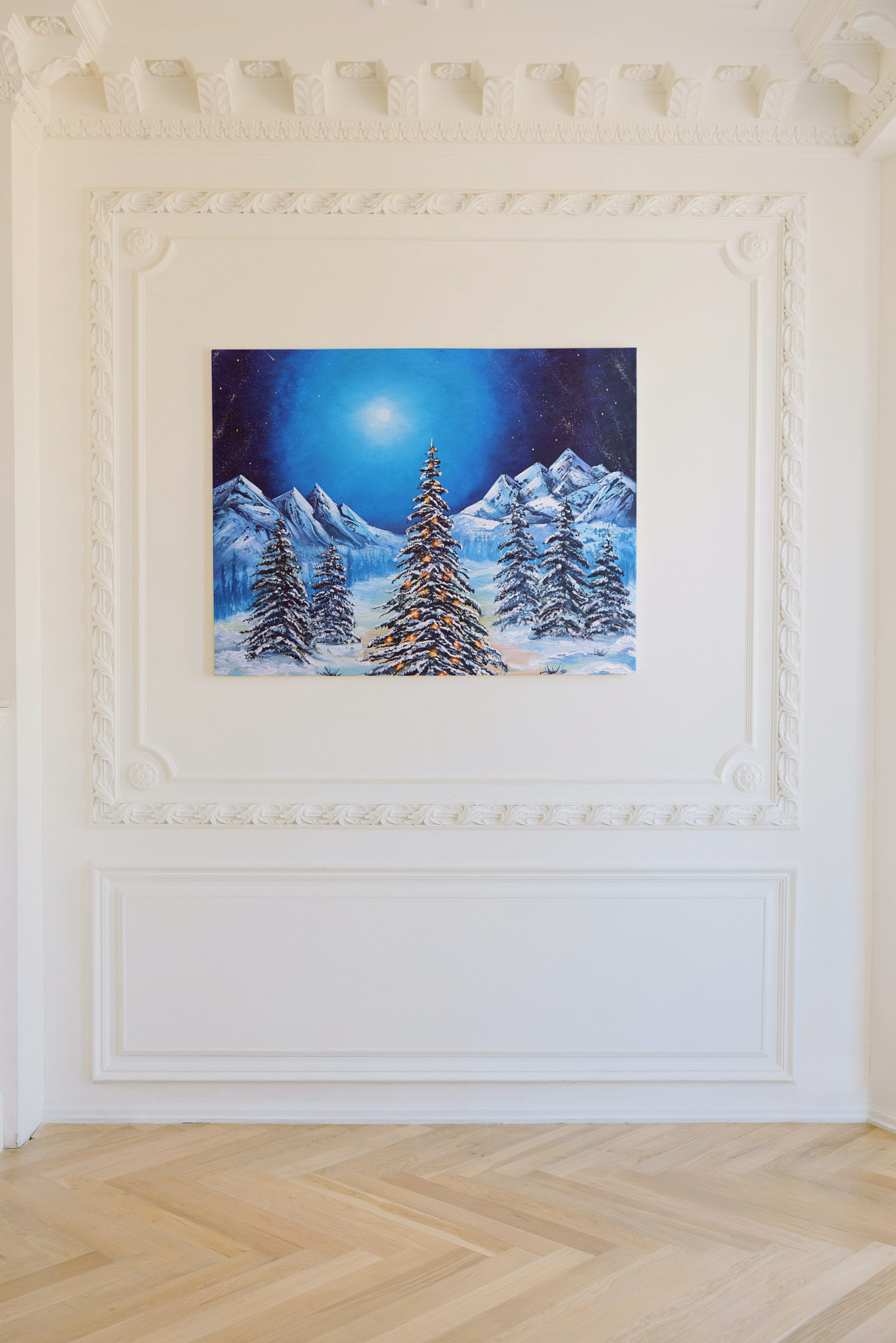 Winter Holiday in the Mountains Print on Canvas