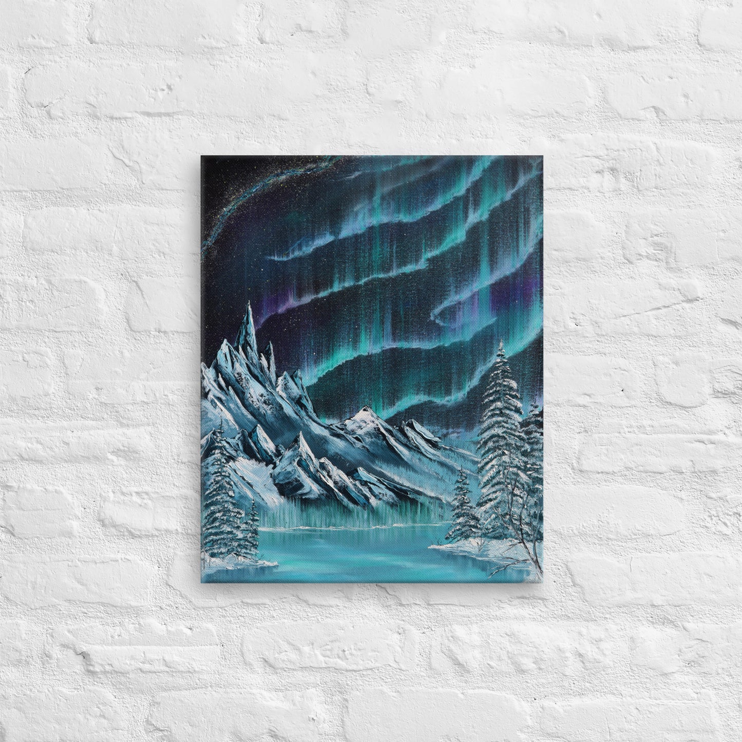 Winter Northern Lights Original Oil on Canvas