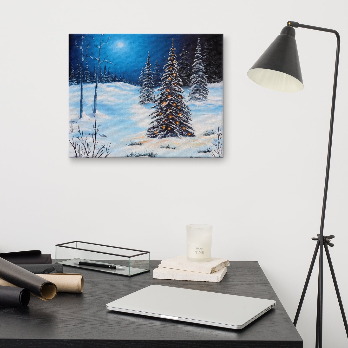 Winter Nights Holiday Print on Canvas