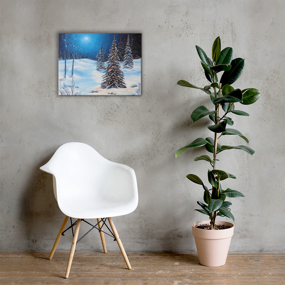 Winter Nights Holiday Print on Canvas